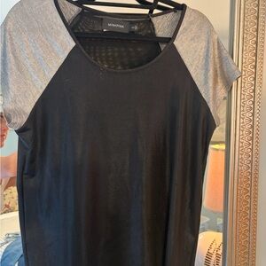 MINKPINK Black Tee with Silver Raglan Sleeves